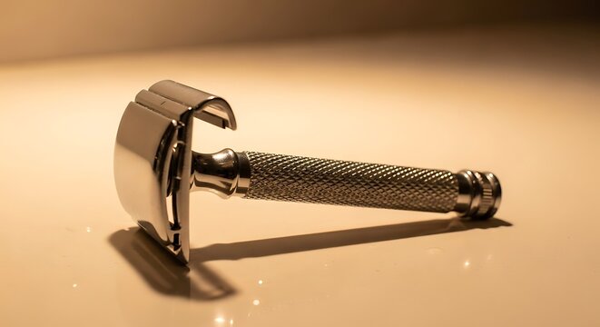 Classic chrome safety razor embodies timeless shaving sophistication