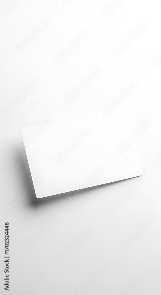 Poster blank white rectangular card with subtle shadow on minimalist background