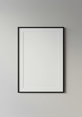 A sleek vertical black picture frame with a white mat board creating a clean minimalist mockup.