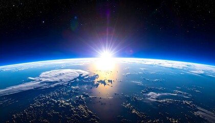 Obraz premium Earth from space with sunrise, a breathtaking view of our planet.