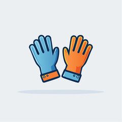 Obraz premium Illustration of Vibrant Blue and Orange Protective Gloves Depicting Safety and Protection