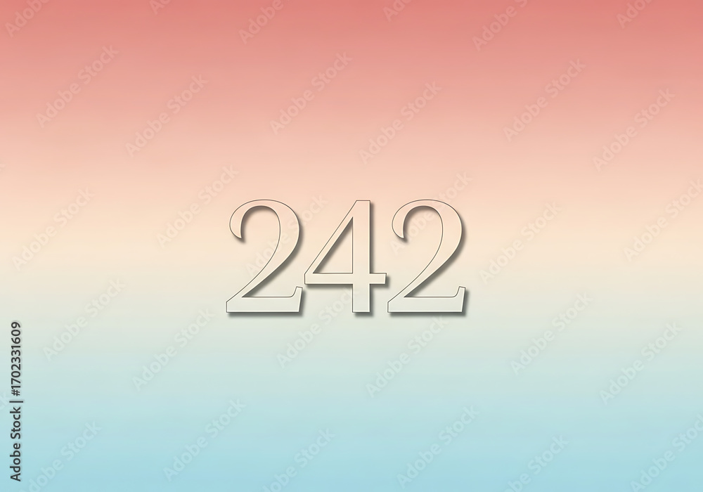 Poster the number 242 with a soft shadow against a pastel gradient background
