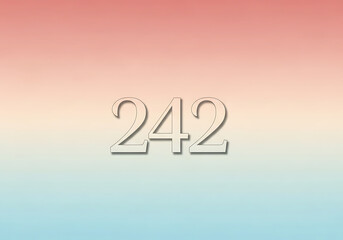 The Number 242 with a Soft Shadow Against a Pastel Gradient Background