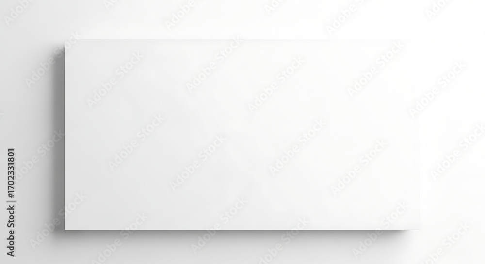 Poster clean white abstract rectangle with subtle shadow on bright background