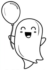 Cartoon ghost holding balloon