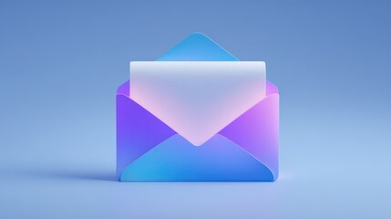 Abstract translucent envelope with paper on a blue background
