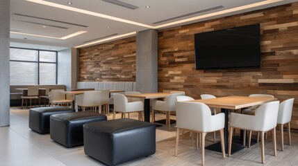 Modern Co-working Space with Stylish Furniture and Technological Amenities for Collaborative Work and Relaxation