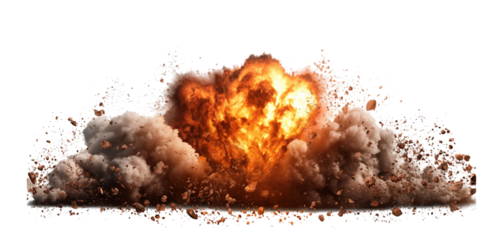 Explosion border isolated on transparent background - Generative AI