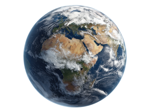 Planet Earth continents oceans clouds from space image, Isolated On Png Transparent Background