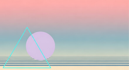 Vaporwave Geometric Abstract Background with Pastel Gradient and Shapes