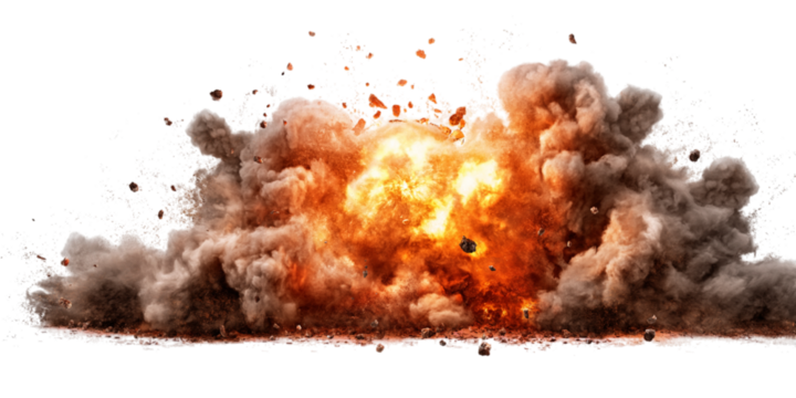 Explosion border isolated on transparent background - Generative AI