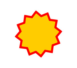 Yellow burst star badge with red outline Transparent PNG element