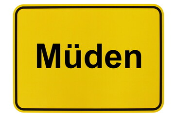 Illustration eines Ortsschildes der Gemeinde Müden in Niedersachsen