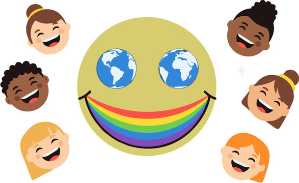 Happy Children Celebrating Global Unity and Peace