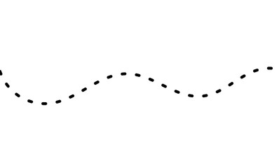 Black dashed wavy line design element for dividers, borders, highlights, and abstract graphic design projects