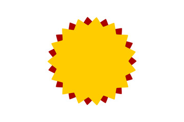Yellow burst star badge with red outline for sale labels, discount, stickers, promotional tags, and marketing graphic designs
