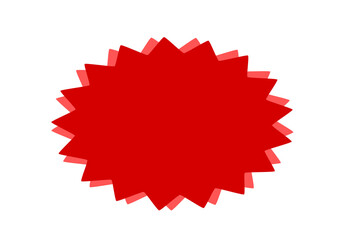 Red burst star shape label for sale badges, discount stickers, promotional price tags, and marketing design elements