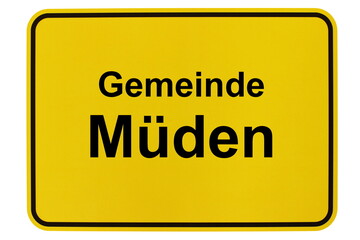 Illustration eines Ortsschildes der Gemeinde Müden in Niedersachsen