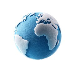 Fuzzy 3D globe illustration isolated on transparent background