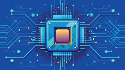 Futuristic Artificial Intelligence Microchip Illustration &ndash; Advanced AI Processor, Machine Learning, Data Science, and Digital Technology Concept