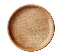 Empty light brown wooden plate