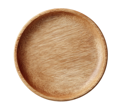 Empty light brown wooden plate