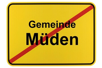 Illustration eines Ortsschildes der Gemeinde Müden in Niedersachsen