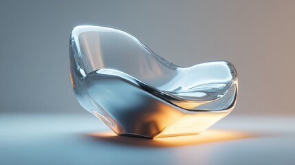 Abstract Glass Chair, Modern Design, Minimalist Setting, Digital Rendering