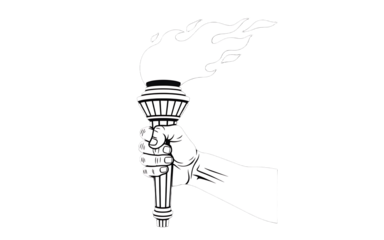Hand holding torch isolated on transparent background