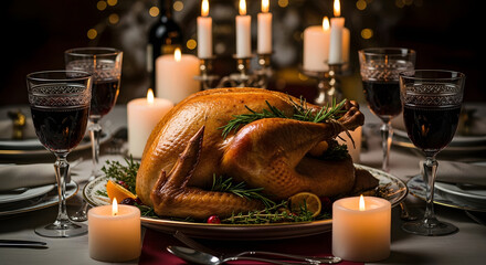 Perfectly golden roasted turkey with crispy skin being carefully removed from a hot oven for a festive holiday meal