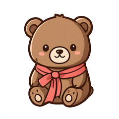 Fototapeta premium Adorable teddy bear with scarf for cute designs