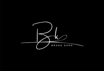 BK letter elegant cursive beauty handwriting logo.