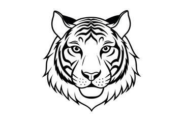 a tiger face with striking eyes and detailed stripes silhouette