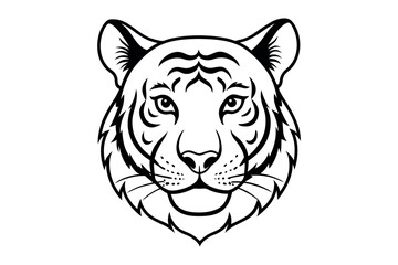 tiger head illustration with sharp details and bold lines silhouette
