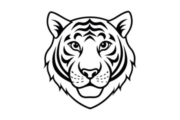 tiger head with fierce eyes and sharp features silhouette