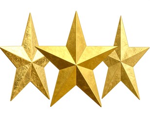 Three golden stars on white background