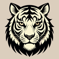 a-striking-black-and-white-silhouette-of-a-tiger-s.eps