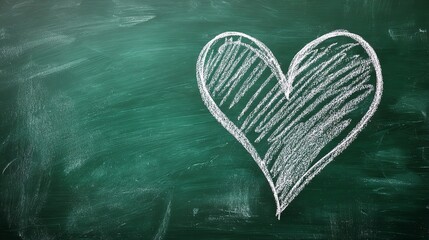 Chalkboard Heart: Green Background Texture with Hand-Drawn Love Symbol