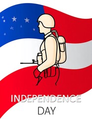 Soldier illustration on waving flag