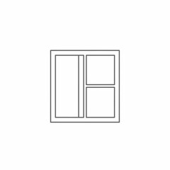 Simple line icon of a window with multiple panes, representing a layout or grid design.