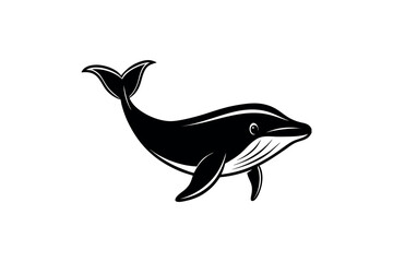graceful whale swimming in ocean waves silhouette