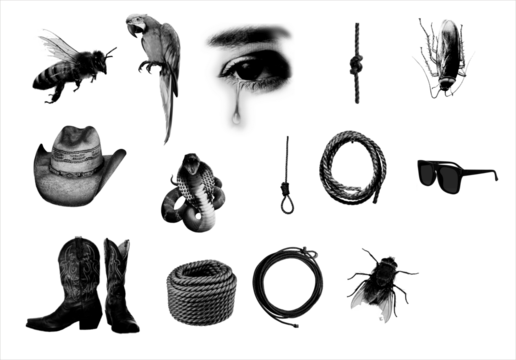 set of vintage retro halftone illustrations