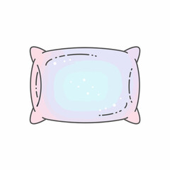A soft, pastel-colored pillow with a gentle gradient, depicted in a simple, clean illustration style, suggesting comfort and rest.