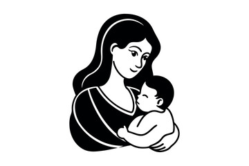 mother holding child tenderly with love and care silhouette