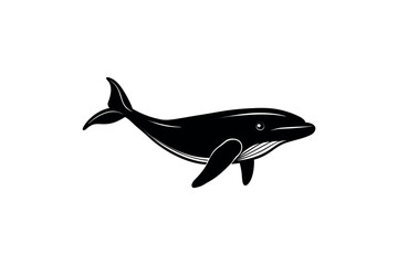 a whale swimming gracefully in ocean waters silhouette