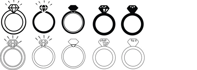 Diamond ring icon, Wedding rings with diamond linked together in the symbol of marriage flat vector icon for apps, ring diamond glyph flat vector icon, Check out this diamond ring