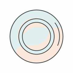 Simple illustration of a plate with concentric circles, featuring pastel colors.