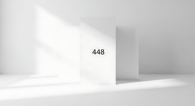 Minimalist White Interior with Numeric Display and Geometric Blocks