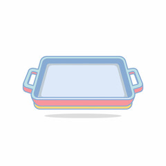 Stacked pastel-colored rectangular serving trays with handles.