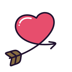 Sweet Love A Heart Pierced by Cupid's Arrow